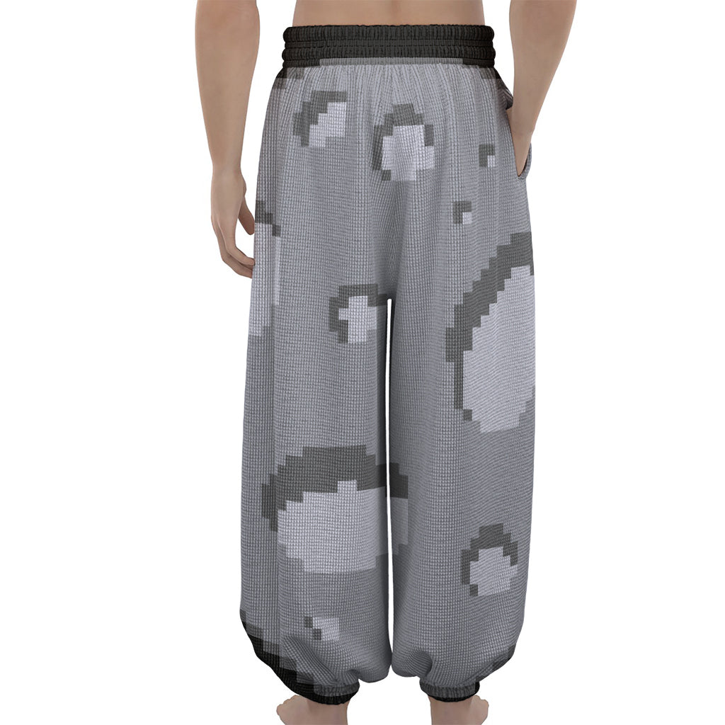 8-Bit Pixel Moon Print Lantern Pants
