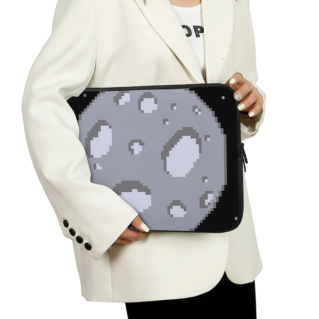 8-Bit Pixel Moon Print Laptop Sleeve