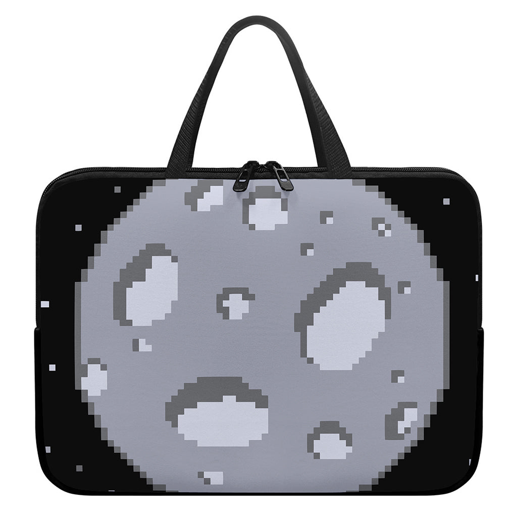 8-Bit Pixel Moon Print Laptop Sleeve With Handle