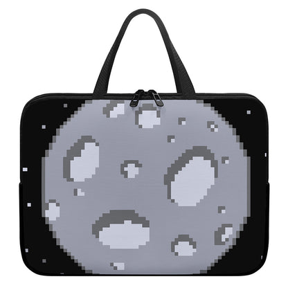 8-Bit Pixel Moon Print Laptop Sleeve With Handle
