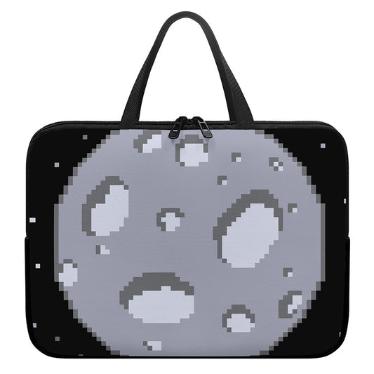 8-Bit Pixel Moon Print Laptop Sleeve With Handle