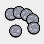 8-Bit Pixel Moon Print Leather Coaster Set