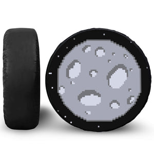 8-Bit Pixel Moon Print Leather Spare Tire Cover