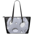 8-Bit Pixel Moon Print Leather Tote Bag With Zipper