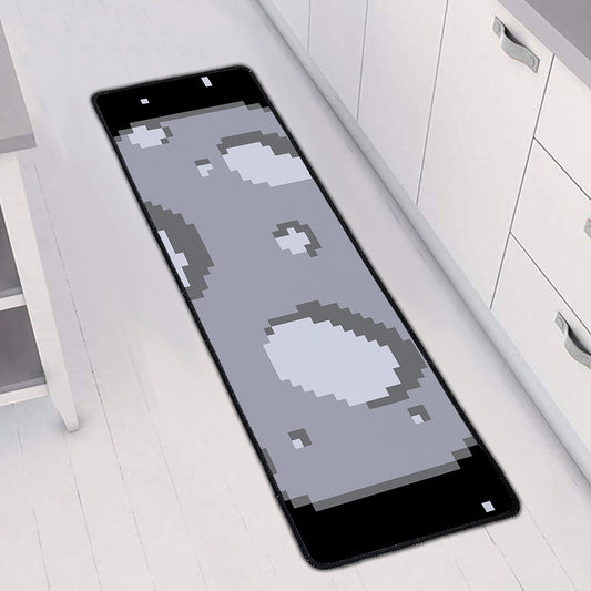 8-Bit Pixel Moon Print Long Kitchen Mat