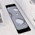 8-Bit Pixel Moon Print Long Kitchen Mat
