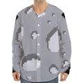 8-Bit Pixel Moon Print Long Sleeve Baseball Jersey