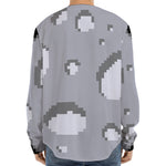 8-Bit Pixel Moon Print Long Sleeve Baseball Jersey