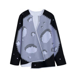 8-Bit Pixel Moon Print Long Sleeve Short Coat