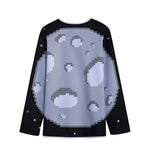 8-Bit Pixel Moon Print Long Sleeve Short Coat
