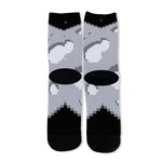 8-Bit Pixel Moon Print Long Socks