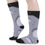 8-Bit Pixel Moon Print Long Socks