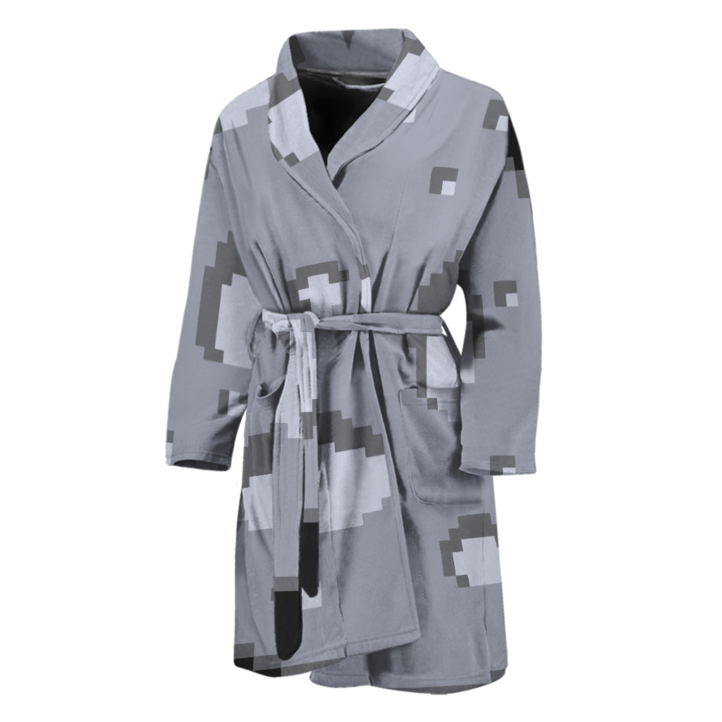 8-Bit Pixel Moon Print Men's Bathrobe