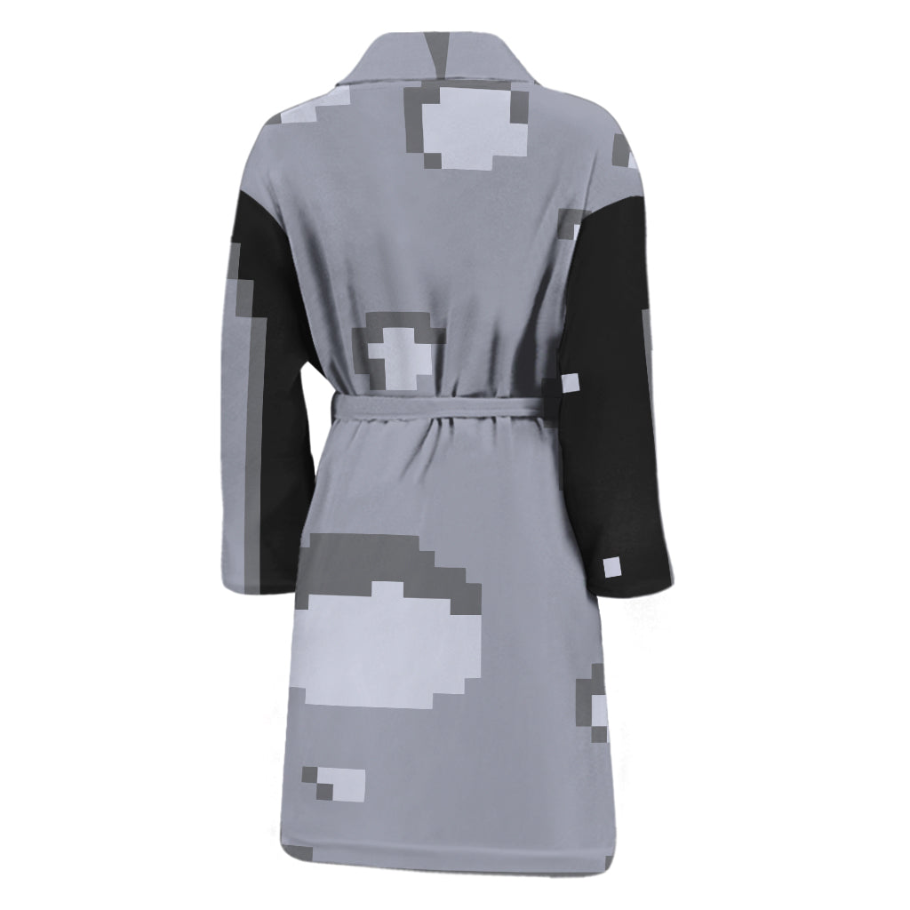 8-Bit Pixel Moon Print Men's Bathrobe