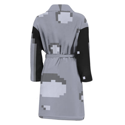 8-Bit Pixel Moon Print Men's Bathrobe