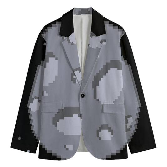 8-Bit Pixel Moon Print Men's Blazer