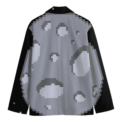 8-Bit Pixel Moon Print Men's Blazer