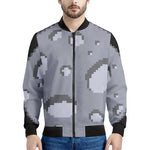 8-Bit Pixel Moon Print Men's Bomber Jacket