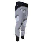 8-Bit Pixel Moon Print Men's Compression Pants