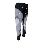 8-Bit Pixel Moon Print Men's Compression Pants