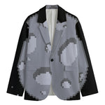 8-Bit Pixel Moon Print Men's Cotton Blazer
