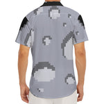 8-Bit Pixel Moon Print Men's Deep V-Neck Shirt