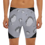 8-Bit Pixel Moon Print Men's Long Boxer Briefs