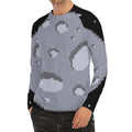 8-Bit Pixel Moon Print Men's Long Sleeve Rash Guard