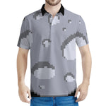 8-Bit Pixel Moon Print Men's Polo Shirt