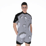 8-Bit Pixel Moon Print Men's Rompers