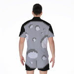 8-Bit Pixel Moon Print Men's Rompers