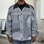 8-Bit Pixel Moon Print Men's Shirt Jacket
