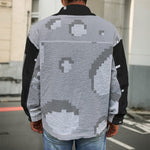 8-Bit Pixel Moon Print Men's Shirt Jacket