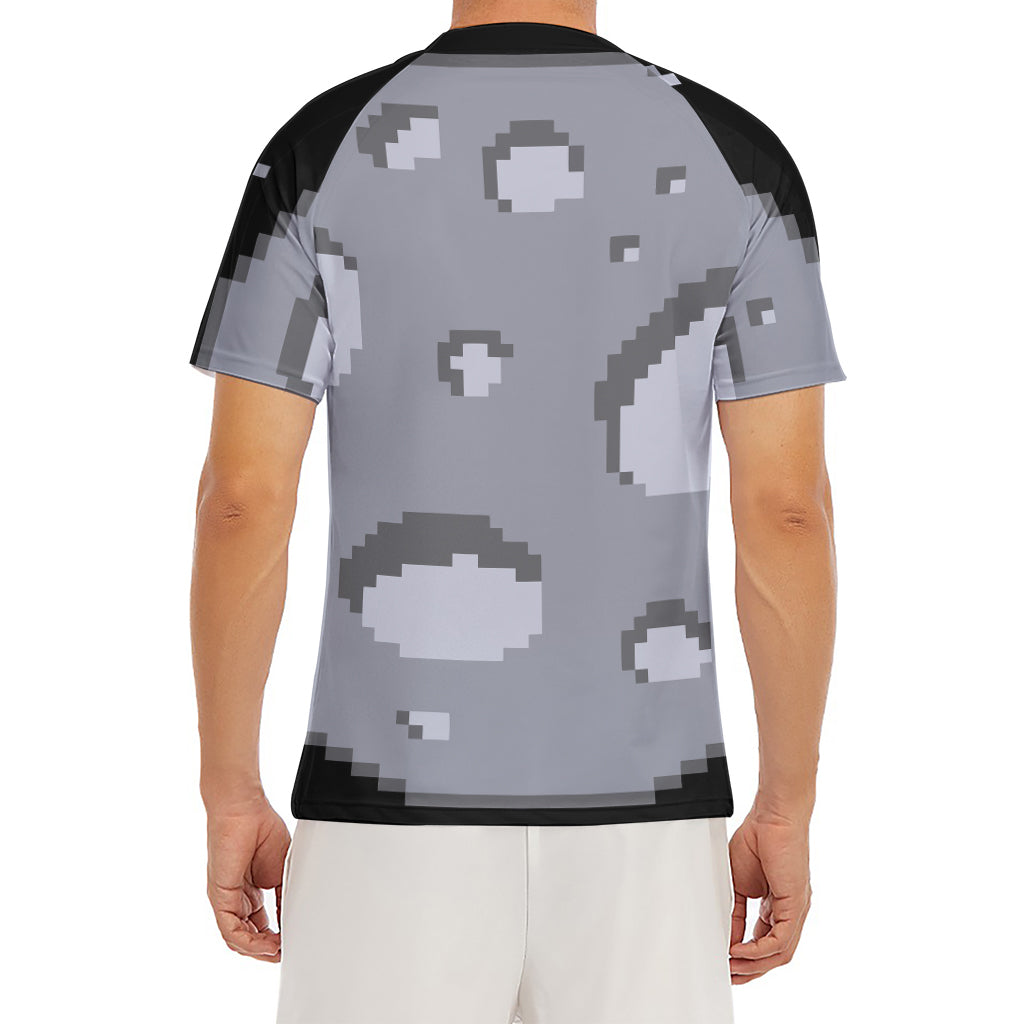 8-Bit Pixel Moon Print Men's Short Sleeve Rash Guard