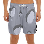 8-Bit Pixel Moon Print Men's Split Running Shorts