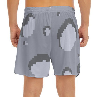 8-Bit Pixel Moon Print Men's Split Running Shorts