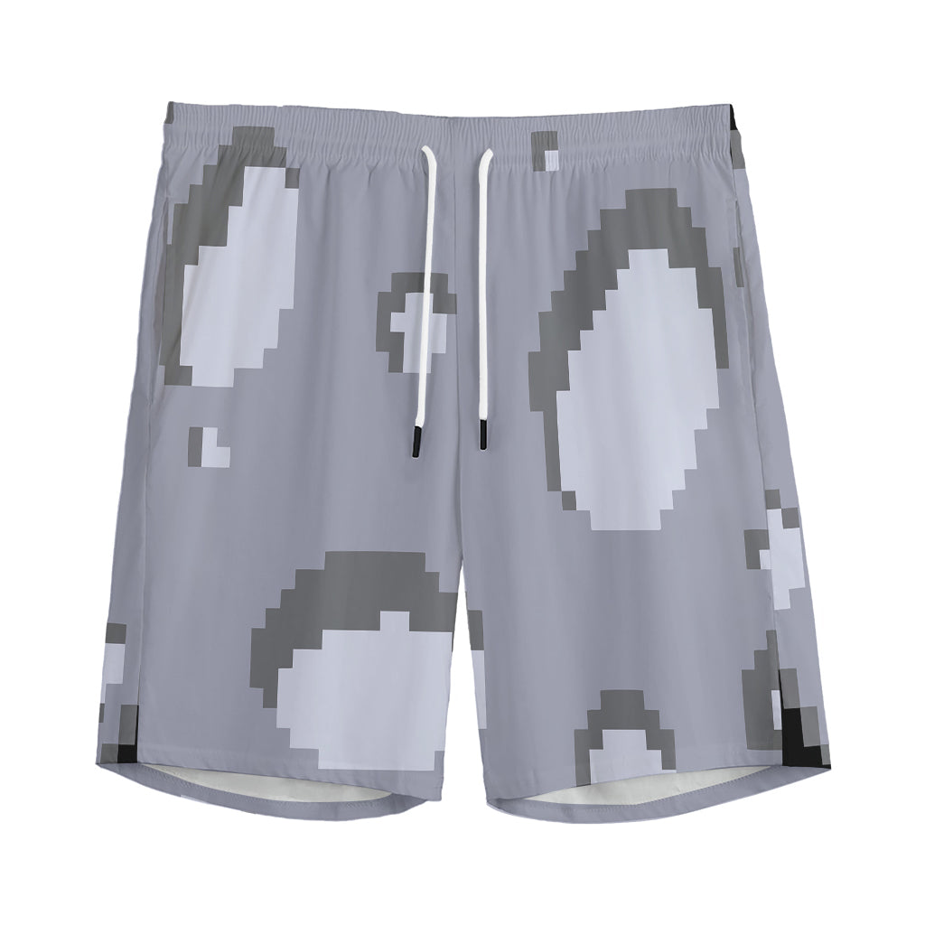 8-Bit Pixel Moon Print Men's Sports Shorts