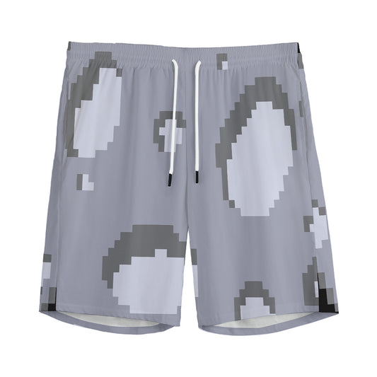 8-Bit Pixel Moon Print Men's Sports Shorts