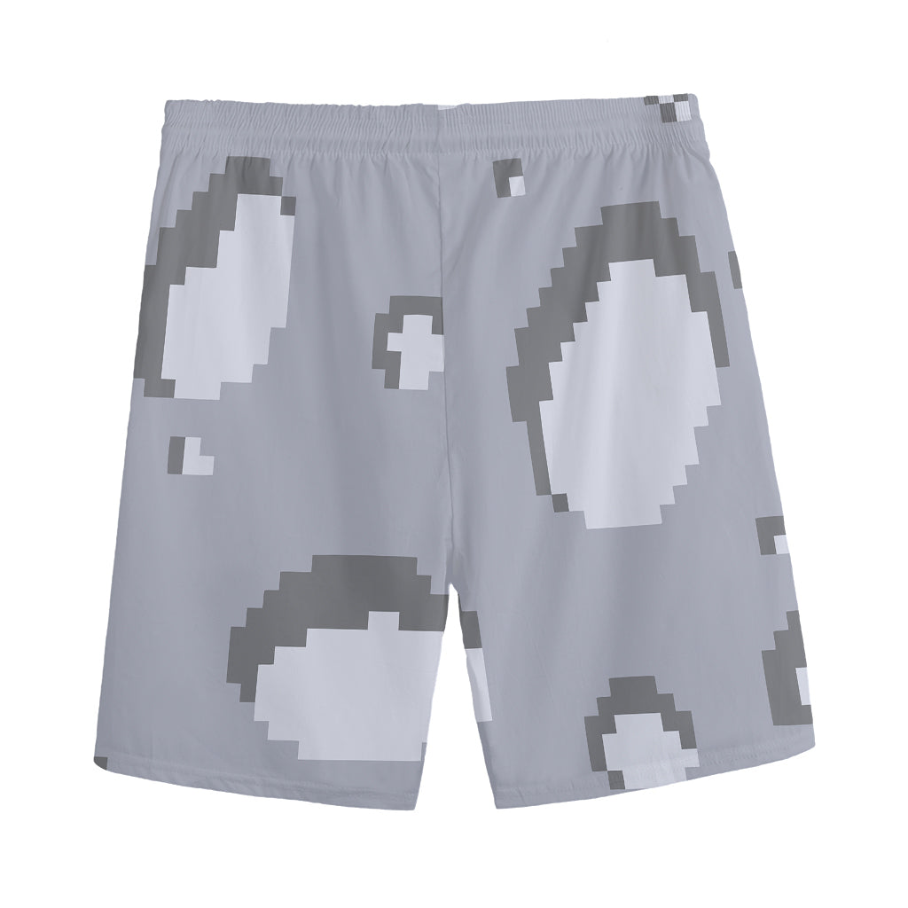 8-Bit Pixel Moon Print Men's Sports Shorts