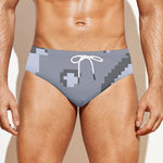 8-Bit Pixel Moon Print Men's Swim Briefs