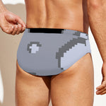 8-Bit Pixel Moon Print Men's Swim Briefs