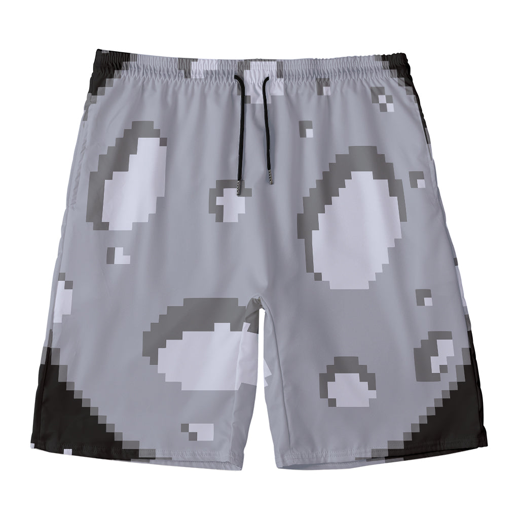 8-Bit Pixel Moon Print Men's Swim Trunks
