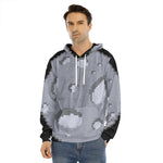 8-Bit Pixel Moon Print Men's Velvet Pullover Hoodie
