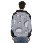 8-Bit Pixel Moon Print Men's Velvet Pullover Hoodie