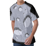 8-Bit Pixel Moon Print Men's Velvet T-Shirt