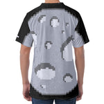 8-Bit Pixel Moon Print Men's Velvet T-Shirt