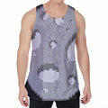8-Bit Pixel Moon Print Men's Velvet Tank Top