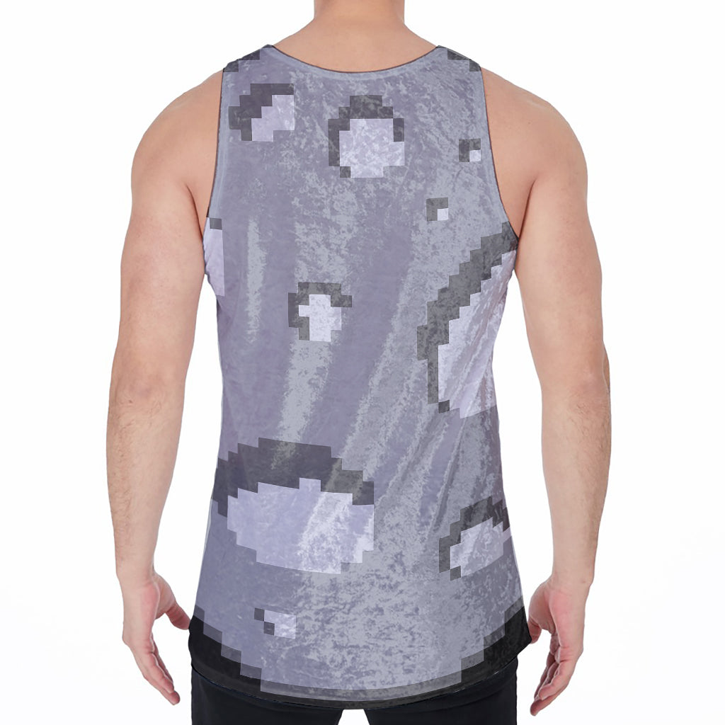 8-Bit Pixel Moon Print Men's Velvet Tank Top