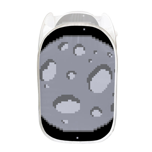 8-Bit Pixel Moon Print Mesh Laundry Hamper