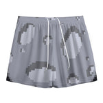 8-Bit Pixel Moon Print Mesh Shorts
